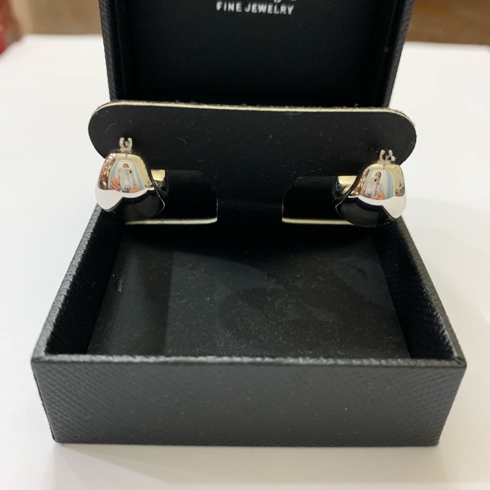 14k White Gold Hoops